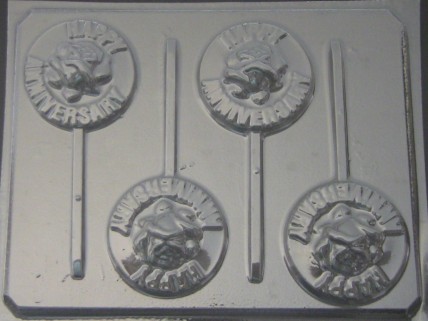 1009 Happy Anniversary Chocolate or Hard Candy Lollipop Mold